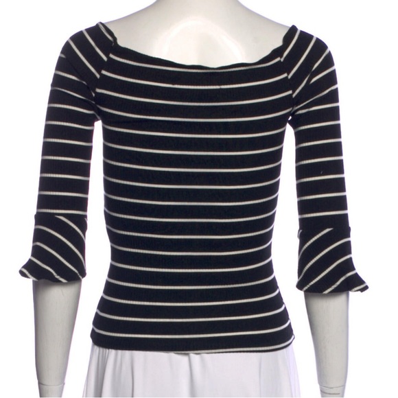 Reformation Black Striped Off-The-Shoulder Top Size XS - Picture 3 of 3